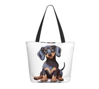DWVTSLH Cute Dachshund Tote Bag for Women Large Shoulder Bag with Zipper Travel Handbag with Pockets Reusable Shopping Bag Aesthetic Beach Bag