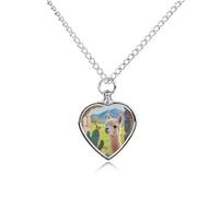 DWVTSLH Cute Llamas Alpaca With Cactus Pet Cremation Jewelry for Ashes for Dog/Cat Stainless Steel Memorial Urn Necklace for Women Men Animal Lover Keepsake Pendant Custom Heart Pet Ashes Necklace