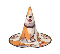 DWVTSLH Cute Shiba Inu Dog Halloween Witch Hat Witch Costume Accessories Wizard Hats for Halloween Party Supplies, Black, 2 PCS