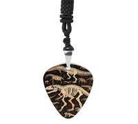 DWVTSLH Dinosaur Skeleton Print Guitar Pick Necklace for Men Women Personalized Guitar Pick Pendant Necklace Stainless Steel Party Fashion Jewelry Gifts for Guitar Lovers Musical Necklaces