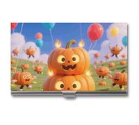 DWVTSLH Fall Pumpkin Patch Business Card Holder, Slim Portable Metal Business Card Case Pocket Wallet Professional Name Cards Holder for 22-30 Cards, Credit Card ID Case/Holder for Men Women