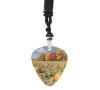 DWVTSLH Fall Pumpkin Patch Guitar Pick Necklace for Men Women Personalized Guitar Pick Pendant Necklace Stainless Steel Party Fashion Jewelry Gifts for Guitar Lovers Musical Necklaces