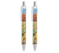DWVTSLH Fall Pumpkin Patch Pens Ballpoint, 2 PCS 0.5mm Quick Dry Black Ink Pens, Smooth Writing Pens with Soft Grip, Retractable Gel Pen Office Supplies Custom Pens Personalized Gifts