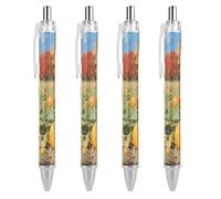 DWVTSLH Fall Pumpkin Patch Pens Ballpoint, 4 PCS 0.5mm Quick Dry Black Ink Pens, Smooth Writing Pens with Soft Grip, Retractable Gel Pen Office Supplies Custom Pens Personalized Gifts