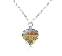 DWVTSLH Fall Pumpkin Patch Pet Cremation Jewelry for Ashes for Dog/Cat Stainless Steel Memorial Urn Necklace for Women Men Animal Lover Keepsake Pendant Custom Heart Pet Ashes Necklace