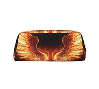 DWVTSLH Fire Angle Wings Pencil Pouch Large Capacity Pencil Case Leather Cosmetic Bag Office Desk Organizer Coin Pouch Portable Zipper Toiletry Bag for Travel Outdoor, Gold, One Size