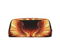 DWVTSLH Fire Angle Wings Pencil Pouch Large Capacity Pencil Case Leather Cosmetic Bag Office Desk Organizer Coin Pouch Portable Zipper Toiletry Bag for Travel Outdoor, Silver, One Size