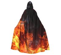 DWVTSLH Fire Flame Smoke Medieval Hooded Cloak Halloween Renaissance Cape Adult Vampire Wizard Costume for Cosplay
