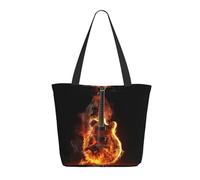 DWVTSLH Fire Guitar Tote Bag for Women Large Shoulder Bag with Zipper Travel Handbag with Pockets Reusable Shopping Bag Casual Aesthetic Beach Bags