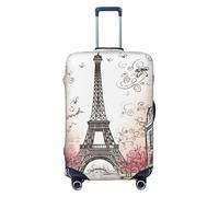 DWVTSLH French Paris Tour Eiffel Tower Luggage Covers for Suitcase Tsa Approved, Spandex Elastic Suitcase Cover Protector Washable Anti-Scratch Travel Baggage Cover Fit 18-32 Inch Luggage, Black, S