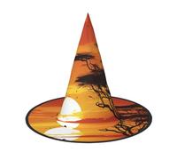 DWVTSLH Funny African Sunset Halloween Witch Hat Witch Costume Accessories Wizard Hats for Halloween Party Supplies, Black, 2 PCS