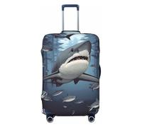 DWVTSLH Funny Sharks Design Luggage Covers for Suitcase Tsa Approved, Spandex Elastic Suitcase Cover Protector Washable Anti-Scratch Travel Baggage Cover Fit 18-32 Inch Luggage, Black, XL