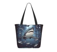 DWVTSLH Funny Sharks Design Tote Bag for Women Large Shoulder Bag with Zipper Travel Handbag with Pockets Reusable Shopping Bag Aesthetic Beach Bags