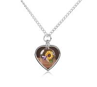 DWVTSLH Geometric Bee Sunflower Pet Cremation Jewelry for Ashes for Dog/Cat Stainless Steel Memorial Urn Necklace for Women Men Animal Lover Keepsake Pendant Custom Heart Pet Ashes Necklace