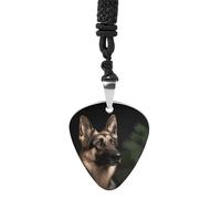 DWVTSLH German Shepherd Guitar Pick Necklace for Men Women Personalized Guitar Pick Pendant Necklace Stainless Steel Party Fashion Jewelry Gifts for Guitar Lovers Musical Necklaces