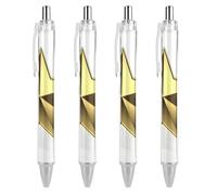 DWVTSLH Gold Star Pens Ballpoint, 4 PCS 0.5mm Quick Dry Black Ink Pens, Smooth Writing Pens with Soft Grip, Retractable Gel Pen Office Supplies Custom Pens Personalized Gifts