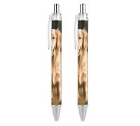 DWVTSLH Golden Retriever Dog Pens Ballpoint, 2 PCS 0.5mm Quick Dry Black Ink Pens, Smooth Writing Pens with Soft Grip, Retractable Gel Pen Office Supplies Custom Pens Personalized Gifts