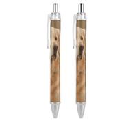 DWVTSLH Golden Retriever Pens Ballpoint, 2 PCS 0.5mm Quick Dry Black Ink Pens, Smooth Writing Pens with Soft Grip, Retractable Gel Pen Office Supplies Custom Pens Personalized Gifts