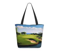 DWVTSLH Golf Course Tote Bag for Women Large Shoulder Bag with Zipper Travel Handbag with Pockets Reusable Shopping Bag Aesthetic Beach Bags