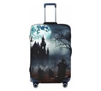 DWVTSLH Gothic Happy Halloween Luggage Covers for Suitcase Tsa Approved, Spandex Elastic Suitcase Cover Protector Washable Anti-Scratch Travel Baggage Cover Fit 18-32 Inch Luggage, Black, L