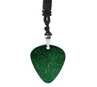 DWVTSLH Green Sequin Sparkle Guitar Pick Necklace for Men Women Personalized Guitar Pick Pendant Necklace Stainless Steel Party Fashion Jewelry Gifts for Guitar Lovers Musical Necklaces