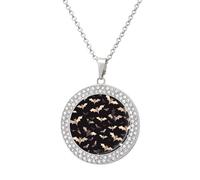 DWVTSLH Halloween Flying Bats Diamond Necklace, Alloy Round Pattern Pendant Necklace for Women Men, Customizable Photo Necklace Jewelry Sparkle Clavicle Neckband Gift, One Size, Zinc, Diamond