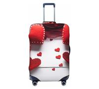 DWVTSLH Handmade Red Hearts Luggage Covers for Suitcase Tsa Approved, Spandex Elastic Suitcase Cover Protector Washable Anti-Scratch Travel Baggage Cover Fit 18-32 Inch Luggage, Black, S
