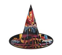 DWVTSLH Happy Birthday Big Cake Halloween Witch Hat 2 PCS Witch Costume Accessories Wizard Hats for Halloween Party Supplies