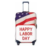 DWVTSLH Happy Labor Day Luggage Covers for Suitcase Tsa Approved, Spandex Elastic Suitcase Cover Protector Washable Anti-Scratch Travel Baggage Cover Fit 18-32 Inch Luggage, Black, S
