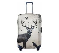 DWVTSLH Hunting Silhouette of Deer Luggage Covers for Suitcase Tsa Approved, Spandex Elastic Suitcase Cover Protector Washable Anti-Scratch Travel Baggage Cover Fit 18-32 Inch Luggage, Black, L