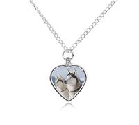 DWVTSLH Husky Dogs Pet Cremation Jewelry for Ashes for Dog/Cat Stainless Steel Memorial Urn Necklace for Women Men Animal Lover Keepsake Pendant Custom Heart Pet Ashes Necklace