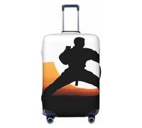 DWVTSLH Karate silhouette Luggage Covers for Suitcase Tsa Approved, Spandex Elastic Suitcase Cover Protector Washable Anti-Scratch Travel Baggage Cover Fit 18-32 Inch Luggage, Black, S