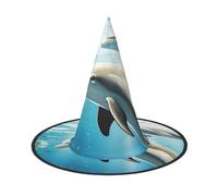DWVTSLH Kiss Dolphin Tale Halloween Witch Hat 3 PCS Witch Costume Accessories Wizard Hats for Halloween Party Supplies