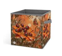 DWVTSLH Ladybug Marigold Bloom Cube Storage Bins with Handle, Foldable Storage Cubes, 11 Inch Large Storage Baskets, Washable Fabric Closet Organizer for Shelves, Decorative Clothes Storage Boxes
