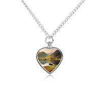 DWVTSLH Lake District National Park Pet Cremation Jewelry for Ashes for Dog/Cat Stainless Steel Memorial Urn Necklace for Women Men Animal Lover Keepsake Pendant Custom Heart Pet Ashes Necklace