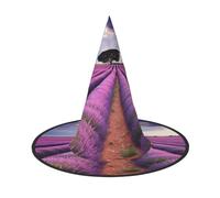 DWVTSLH Lavender fields Halloween Witch Hat Witch Costume Accessories Wizard Hats for Halloween Party Supplies, Black, 1