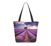 DWVTSLH Lavender fields Tote Bag for Women Large Shoulder Bag with Zipper Travel Handbag with Pockets Reusable Shopping Bag Casual Aesthetic Beach Bags