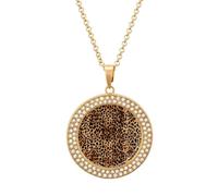 DWVTSLH Leopard Patterned Wallpaper Diamond Necklace, Alloy Round Pattern Pendant Necklace for Women Men, Customizable Photo Necklace Jewelry Sparkle Clavicle Neckband Gift, One Size, Zinc, Diamond