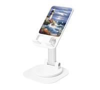 DWVTSLH Lighthouse Diamond Painting Cell Phone Stand for Desk - 360° Rotation Angle Height Adjustable Desktop Phone Holder Cellphone Cradle, Fully Foldable Mobile Phone Holder for All Smartphones