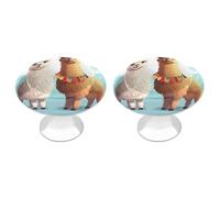 DWVTSLH Llama Alpaca Cabinet Handles 2 Pack Stainless Steel Kitchen Drawer Pulls with Installation Screws Round Dresser Drawer Knobs 1.1 Inch Modern Cabinet Hardware Door Handles