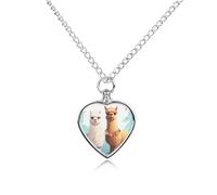 DWVTSLH Llama Alpaca Pet Cremation Jewelry for Ashes for Dog/Cat Stainless Steel Memorial Urn Necklace for Women Men Animal Lover Keepsake Pendant Custom Heart Pet Ashes Necklace