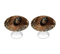 DWVTSLH Longhorn Beetle Bark Cabinet Handles 2 Pack Stainless Steel Kitchen Drawer Pulls with Installation Screws Round Dresser Drawer Knobs 1.1 Inch Modern Cabinet Hardware Door Handles