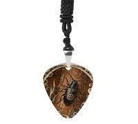 DWVTSLH Longhorn Beetle Bark Guitar Pick Necklace for Men Women Personalized Guitar Pick Pendant Necklace Stainless Steel Party Fashion Jewelry Gifts for Guitar Lovers Musical Necklaces