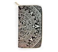 DWVTSLH Mayan Calendar End Of The World Leather Wallet Coin Wallet Credit Card Holder Rfid-Blocking Mini Dual-Fold Pocket Wallet Leather Zipper Wallet for Both Sexes
