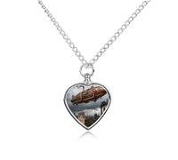 DWVTSLH Mechanical Airship Pet Cremation Jewelry for Ashes for Dog/Cat Stainless Steel Memorial Urn Necklace for Women Men Animal Lover Keepsake Pendant Custom Heart Pet Ashes Necklace