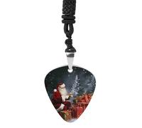 DWVTSLH Merry Christmas Santa's Gift Guitar Pick Necklace for Men Women Personalized Guitar Pick Pendant Necklace Stainless Steel Party Fashion Jewelry Gifts for Guitar Lovers Musical Necklaces