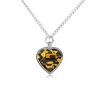 DWVTSLH Mustard Yellow And Black Pet Cremation Jewelry for Ashes for Dog/Cat Stainless Steel Memorial Urn Necklace for Women Men Animal Lover Keepsake Pendant Custom Heart Pet Ashes Necklace