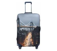 DWVTSLH New York City Luggage Covers for Suitcase Tsa Approved, Spandex Elastic Suitcase Cover Protector Washable Anti-Scratch Travel Baggage Cover Fit 18-32 Inch Luggage, Black, XL