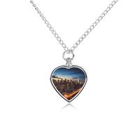 DWVTSLH New York City Scenery Pet Cremation Jewelry for Ashes for Dog/Cat Stainless Steel Memorial Urn Necklace for Women Men Animal Lover Keepsake Pendant Custom Heart Pet Ashes Necklace