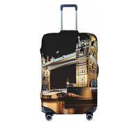 DWVTSLH Night London Tower Bridge Luggage Covers for Suitcase Tsa Approved, Spandex Elastic Suitcase Cover Protector Washable Anti-Scratch Travel Baggage Cover Fit 18-32 Inch Luggage, Black, M